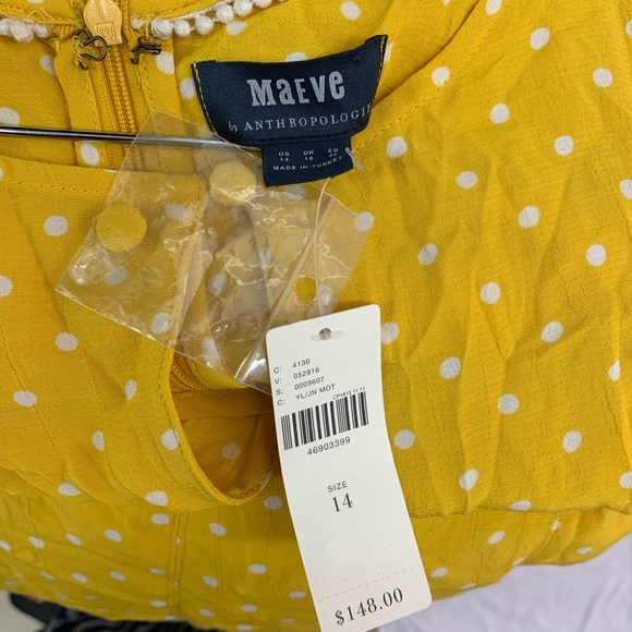 ANTHROPOLOGIE Caroline Flutter Dress Polka Dot 14 - Picture 6 of 8